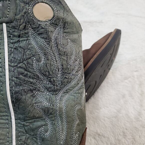 Old West Cowgirl Turquoise Stitched Flame Brown Leather Western Boot Woman 6.5 D - Picture 10 of 13